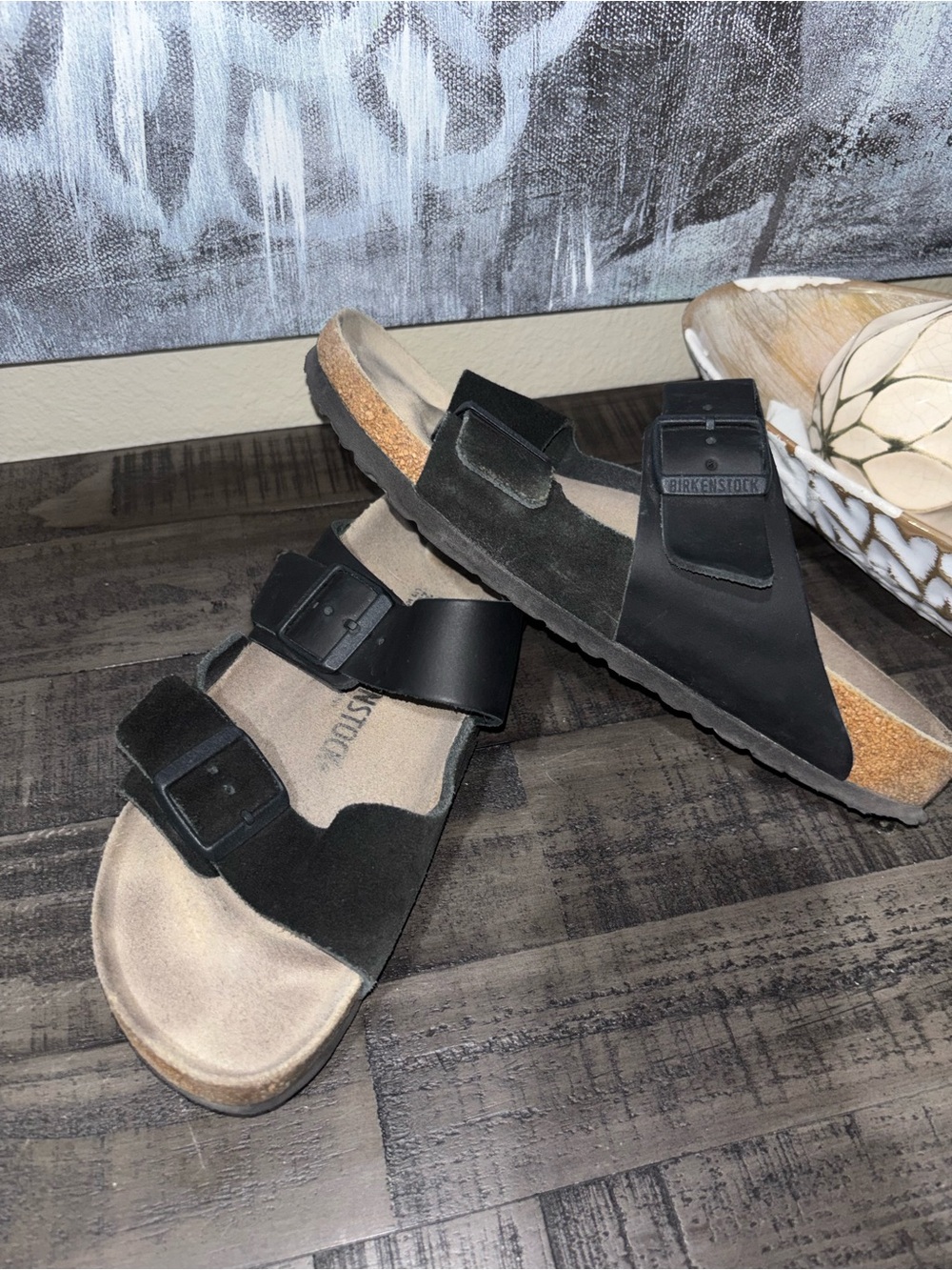 Birkenstock Arizona Split black leather and suede sandals SZ 41 - Picture 2 of 11